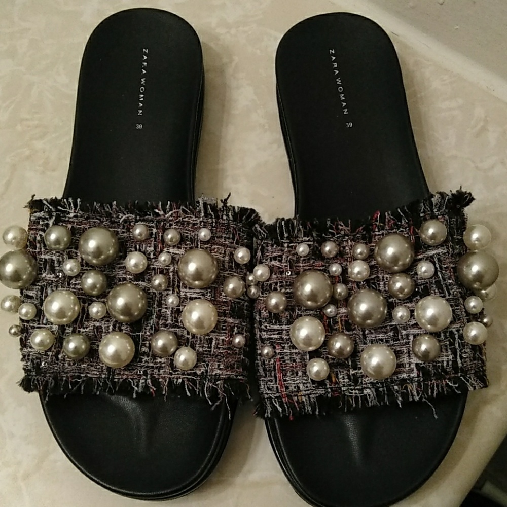 Women Flat Open Toe Sandals by Zara Sz 9